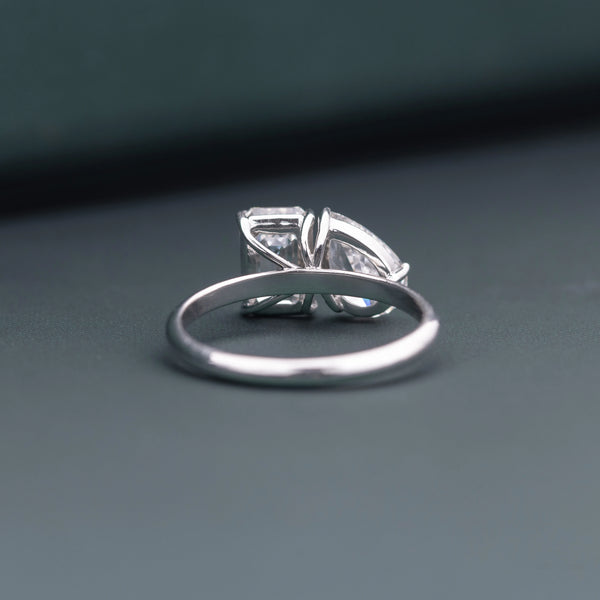 2.61 CT Total Emerald & Pear Lab-Grown Diamond Two-Stone Ring