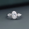 2.20 CT Oval Lab-Grown Diamond Engagement Ring with Pear Side Diamonds
