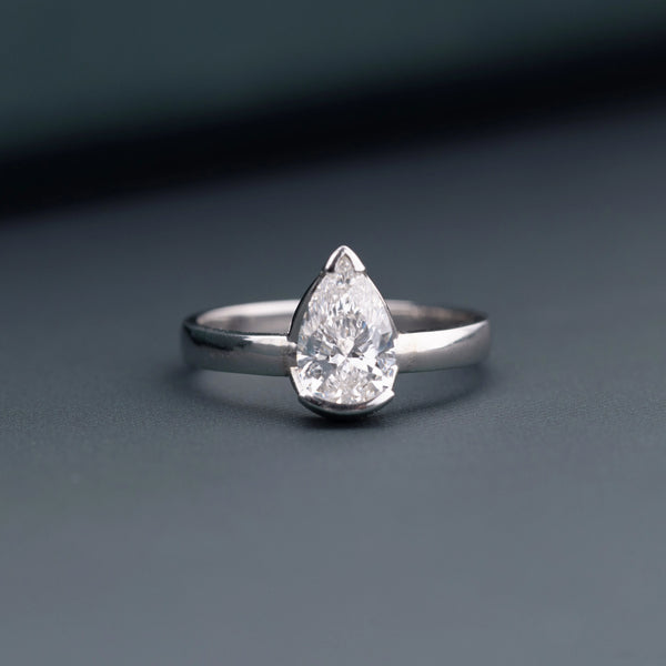 1.00 CT Pear Cut Lab-Grown Diamond Solitaire Ring