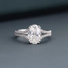 2.57 CT Total Oval Lab-Grown Diamond Engagement Ring with Split Pavé Band