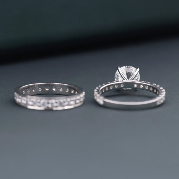 2.36 CT Total Round Lab-Grown Diamond Engagement Ring Set with Pavé Band