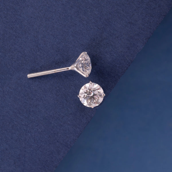 2.09 CT Round Brilliant CVD Lab-Grown Diamond Stud Earrings