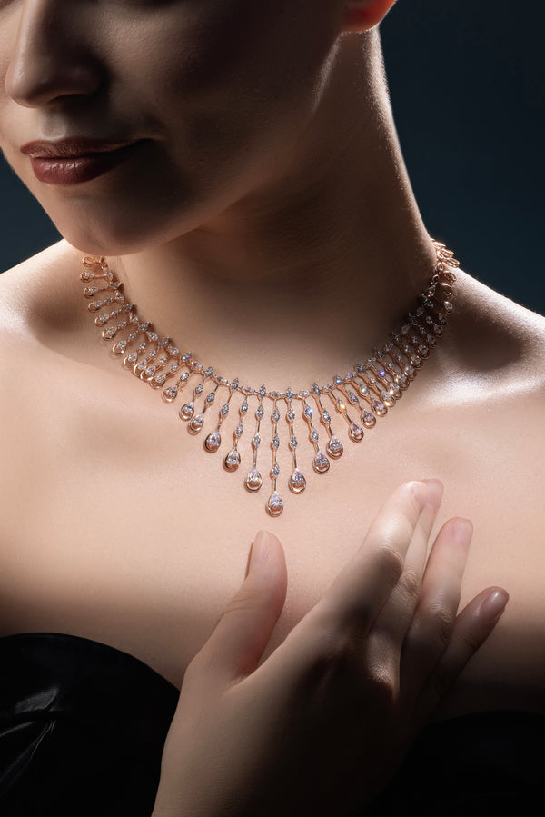 12.93 Ct Lab-Grown Diamond Pear & Marquise Drop Statement Necklace