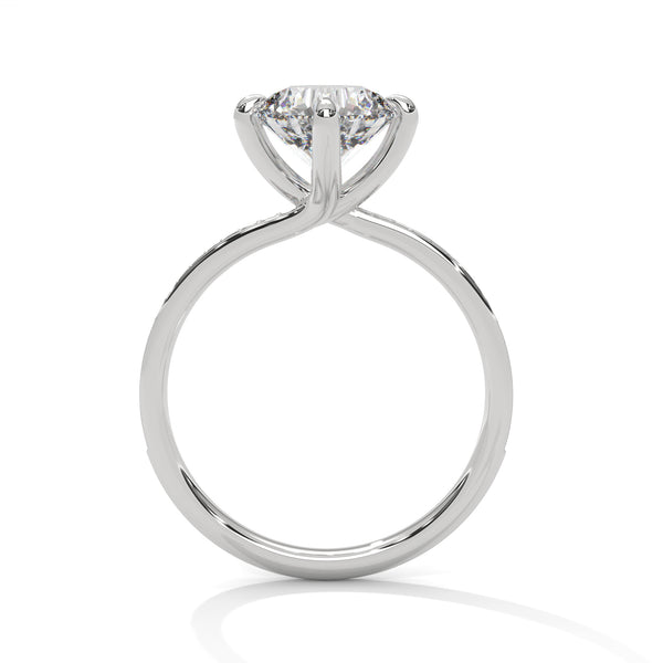 2.15 CT Round Cut Lab-Grown Diamond Twisted Shank Solitaire Ring with Pavé Accent