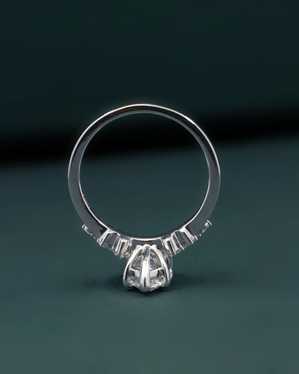 2.20 CTW Marquise Cut Lab-Grown Diamond Floral Accent Engagement Ring in Gold