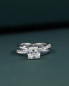 2.40 CTW Cushion Cut Lab-Grown Diamond Curved Pave Engagement Ring
