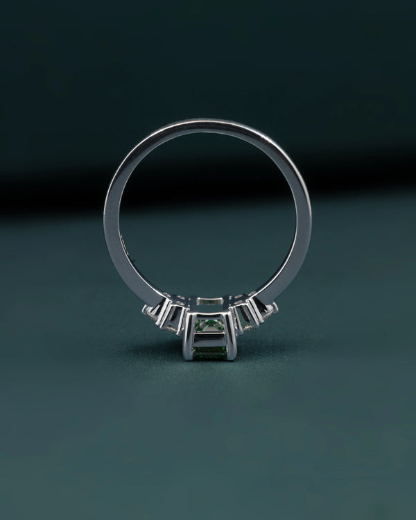 1.28 CTW Emerald & Pear Cut CVD Lab-Grown Diamond Three Stone Ring
