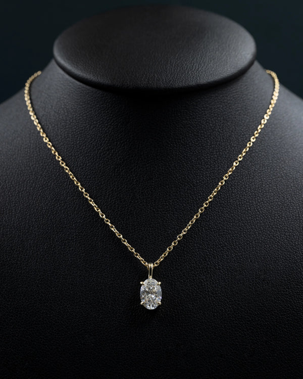 1.71 CTW Oval CVD Lab-Grown Diamond Solitaire Pendant Necklace