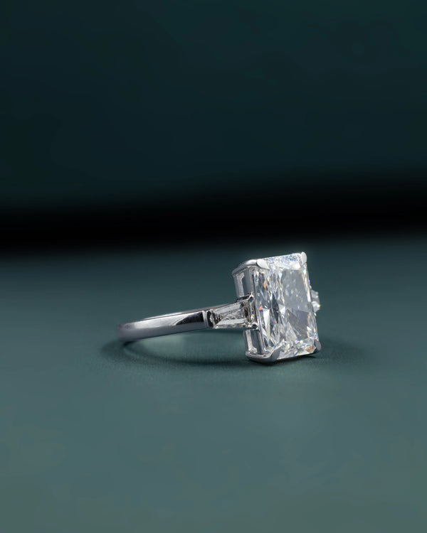 3.90 CTW Radiant Cut CVD Lab-Grown Diamond Three Stone Ring