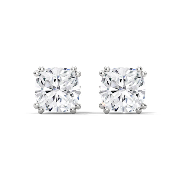 2.50 CT Cushion Cut CVD Lab-Grown Diamond Stud Earrings