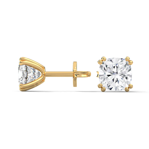 2.50 CT Cushion Cut CVD Lab-Grown Diamond Stud Earrings