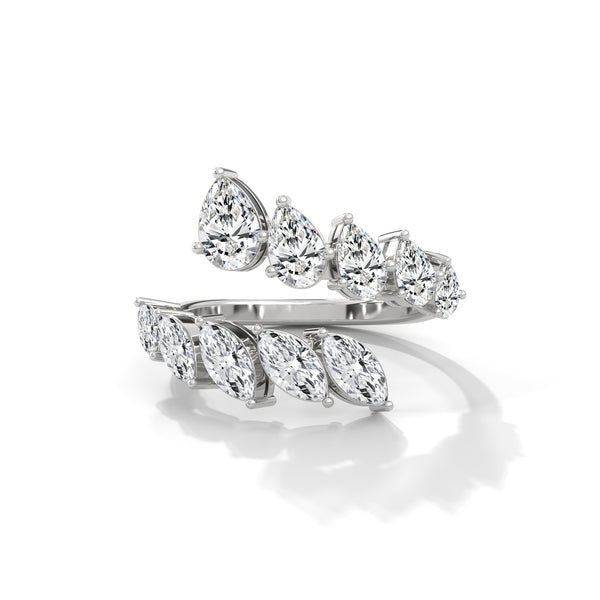 2.25 CT Pear & Marquise Cut Lab-Grown Diamond Open Wrap Ring