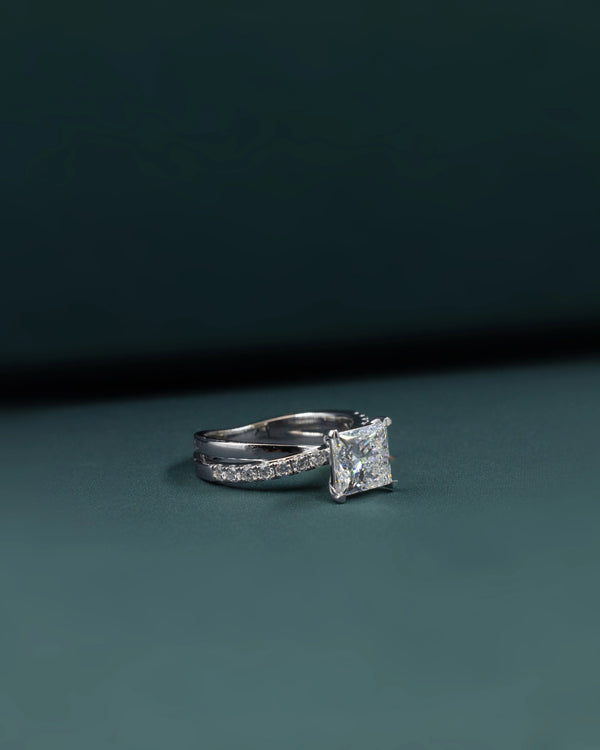 2.40 CT Princess Cut CVD Lab-Grown Diamond Twist Solitaire Ring