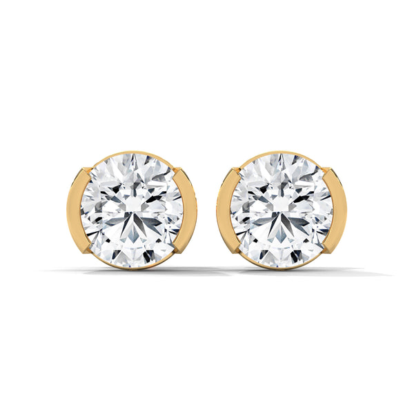 2.60 CT Round Brilliant CVD Lab-Grown Diamond Bezel Set Stud Earrings