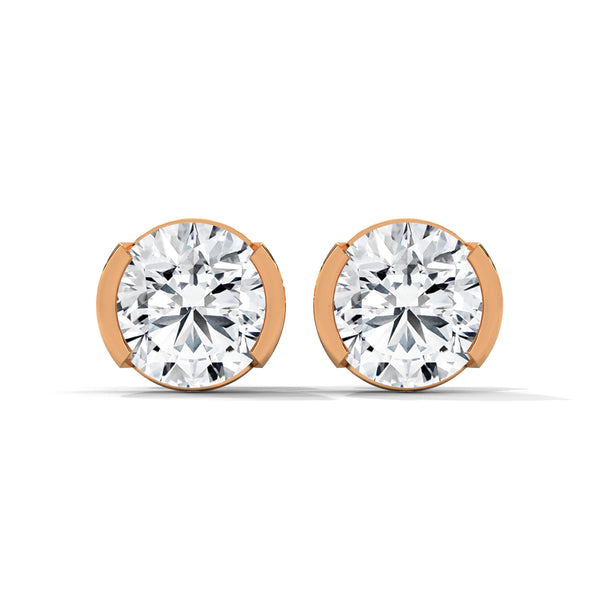 2.60 CT Round Brilliant CVD Lab-Grown Diamond Bezel Set Stud Earrings