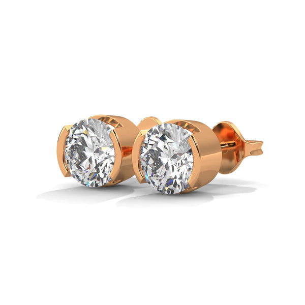2.60 CT Round Brilliant CVD Lab-Grown Diamond Bezel Set Stud Earrings