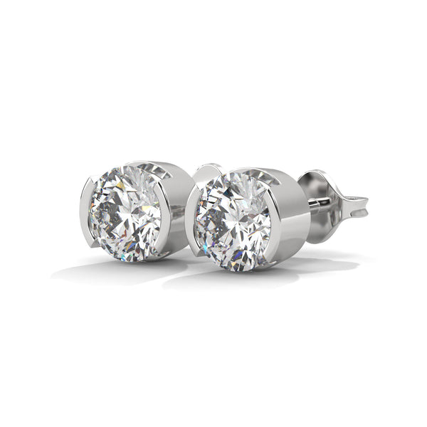 2.60 CT Round Brilliant CVD Lab-Grown Diamond Bezel Set Stud Earrings