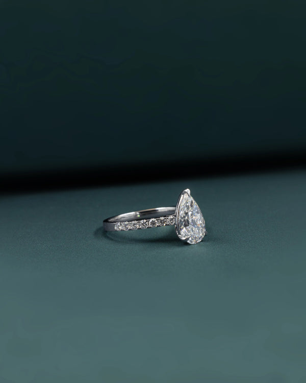 2.73 CT Pear Cut CVD Lab-Grown Diamond Bridal Ring