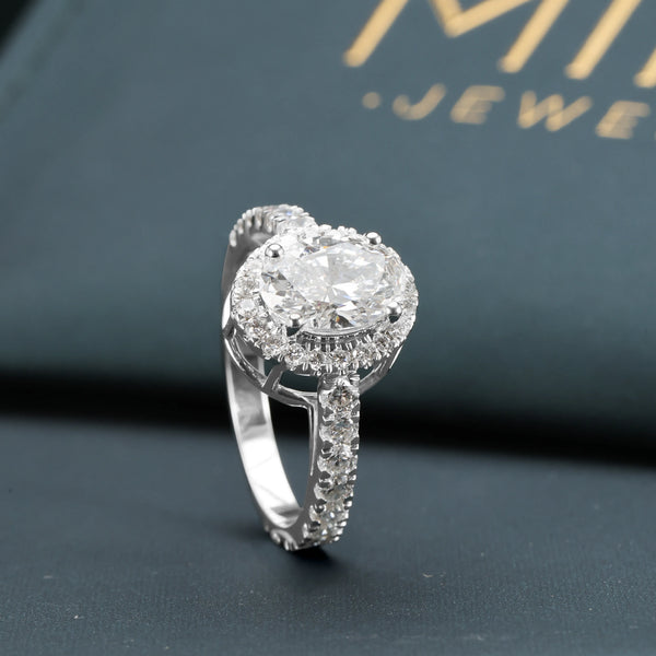2.40 CT Total Oval & Round Lab-Grown Diamond Halo Ring