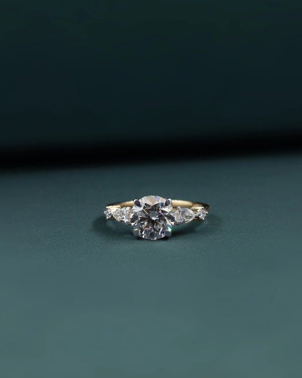 2.54 CTW Pear & Emerald Cut CVD Lab-Grown Diamond Three Stone Engagement Ring