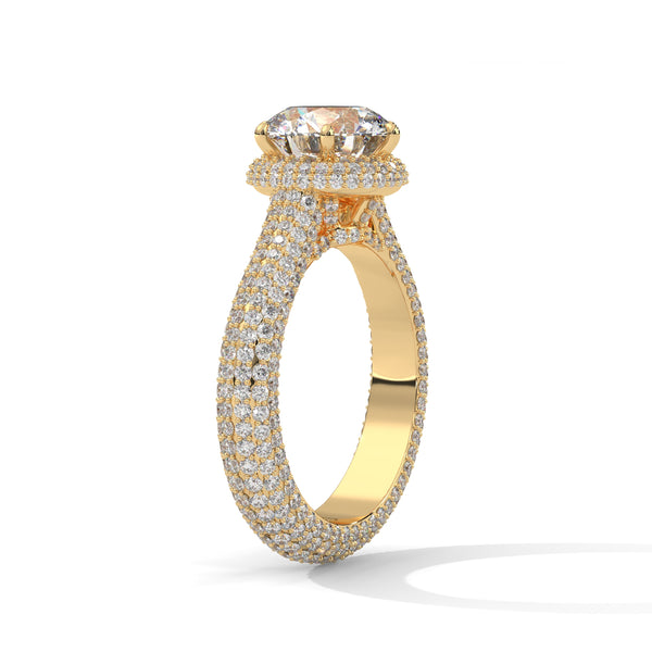 5.17 CT Round Lab-Grown Diamond Micro Pave Halo Solitaire Ring