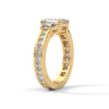 2.95 CT Emerald Cut Lab-Grown Diamond Three-Stone Ring with Trapezoid & Round Accents