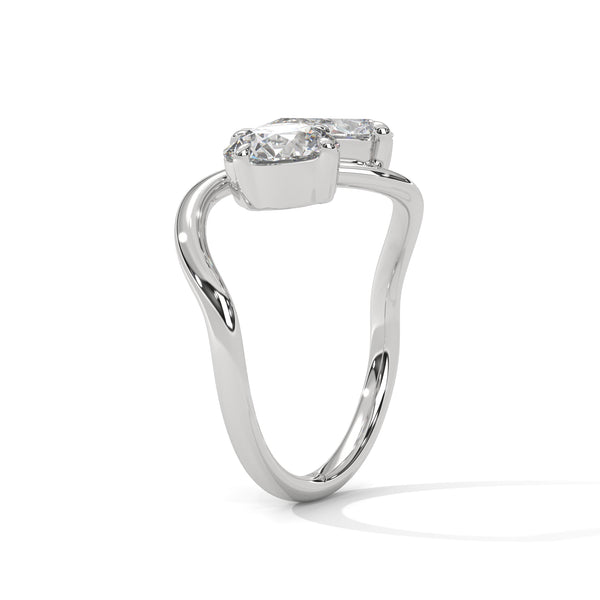 2.50 CT Round & Pear Lab-Grown Diamond Toi Et Moi Open Ring