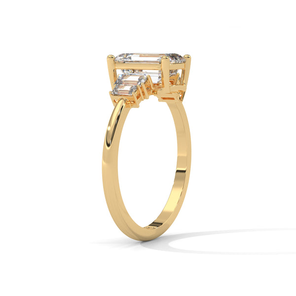 2.19 CT Emerald Cut Lab-Grown Diamond Three-Stone Ring