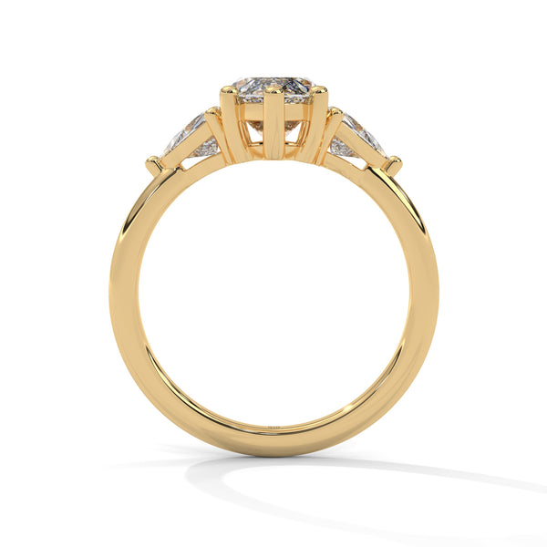 4.10 CT Marquise Cut Lab-Grown Diamond Three-Stone Ring with Side Accents
