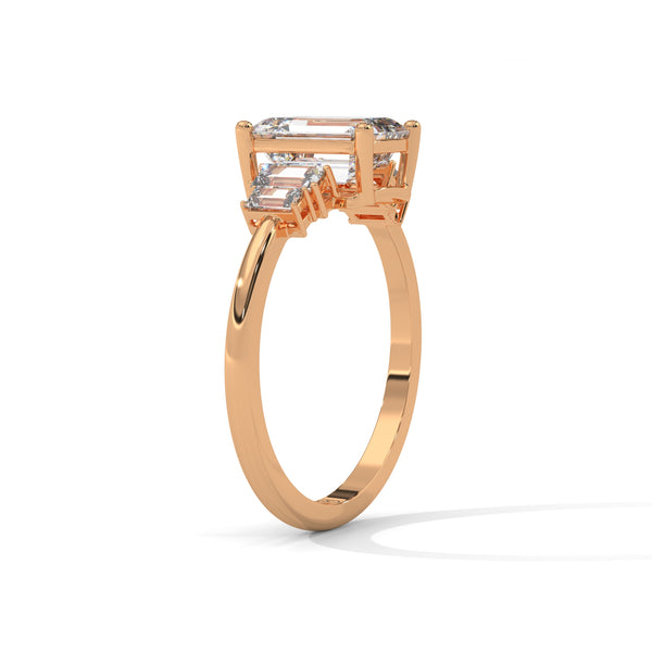 2.19 CT Emerald Cut Lab-Grown Diamond Three-Stone Ring