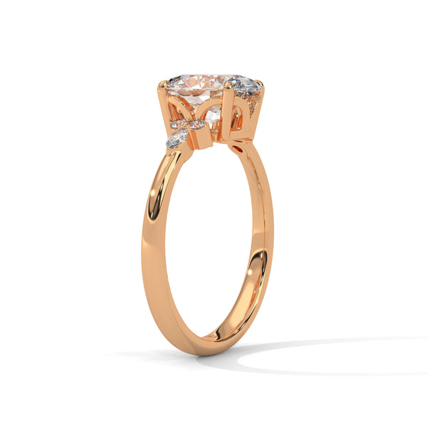 2.11 CT Oval Lab-Grown Diamond Three-Stone Ring with Marquise & Round Accents