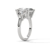 4.05 CT Radiant Cut Lab-Grown Diamond Three-Stone Ring with Trapezoid Side Stones