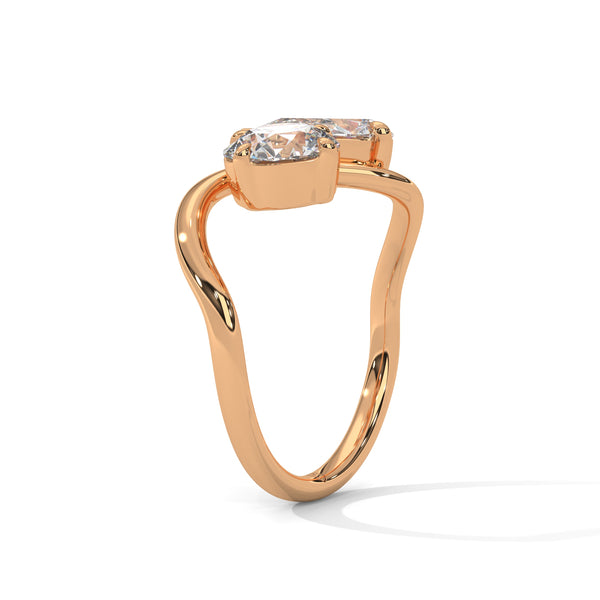 2.50 CT Round & Pear Lab-Grown Diamond Toi Et Moi Open Ring