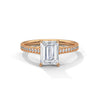 2.21 CT Total Emerald Cut Lab-Grown Diamond Solitaire Ring with Pave Band