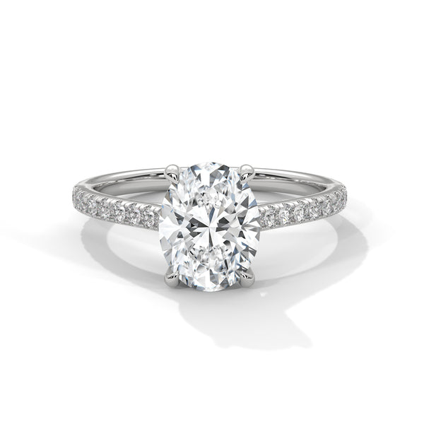 1.04 CT Oval Cut Lab-Grown Diamond Pave Engagement Ring