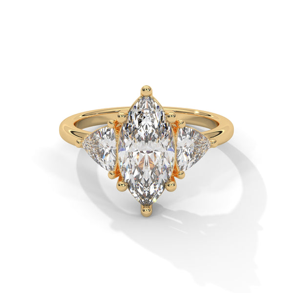 4.10 CT Marquise Cut Lab-Grown Diamond Three-Stone Ring with Side Accents