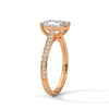 2.24 CT Emerald Cut Lab-Grown Diamond Solitaire Ring with Pavé Band