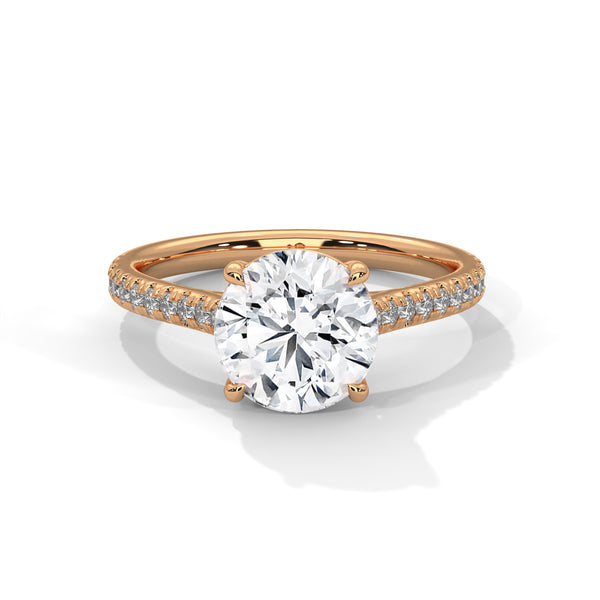 2.22 CT Round Cut Lab-Grown Diamond Pave Engagement Ring