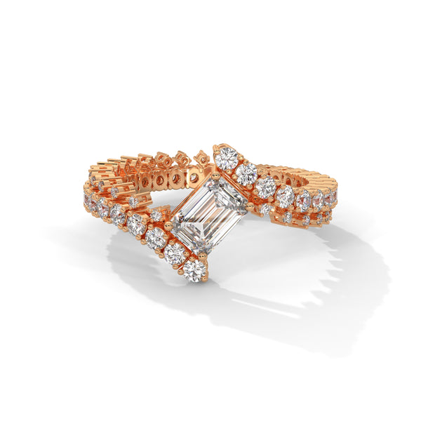 2.97 CT Emerald & Round Lab-Grown Diamond Designer Eternity Ring