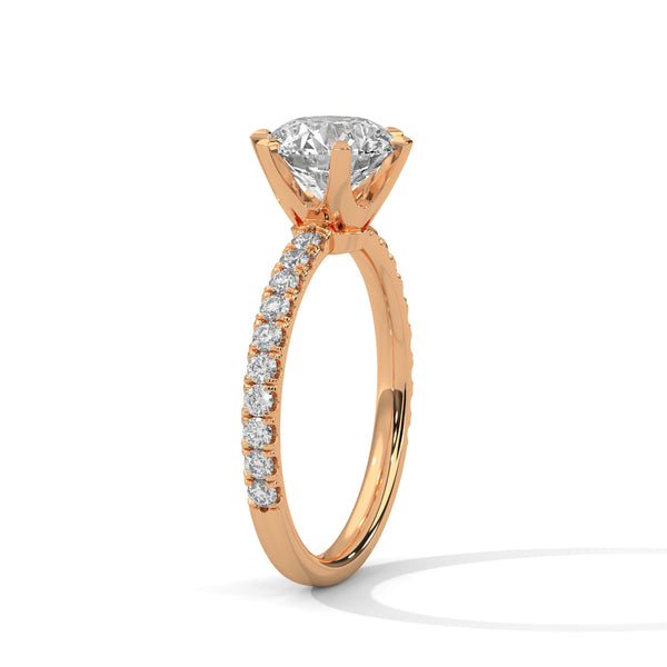 2.24 CT Round Cut Lab-Grown Diamond Solitaire Ring with Pavé Band