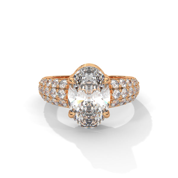 3.95 CT Oval & Round Lab-Grown Diamond Multi-Row Pave Luxury Ring