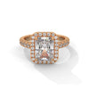 3.33 CT Radiant Cut Halo Lab-Grown Diamond Ring with Round Accent Diamonds