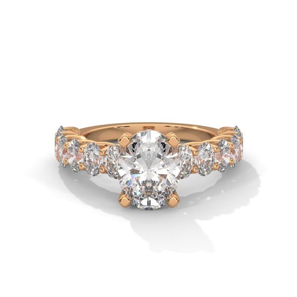 3.99 CT Oval Lab-Grown Diamond Half Eternity Solitaire Ring