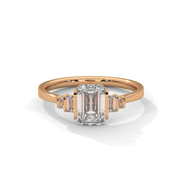 1.36 Ct Total Emerald Cut CVD Lab-Grown Diamond Three-Stone Ring