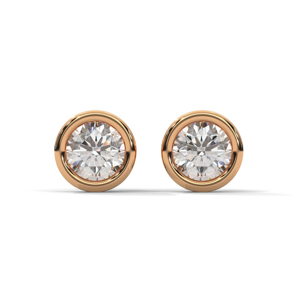0.50 CT Round Bezel-Set CVD Lab-Grown Diamond Stud Earrings