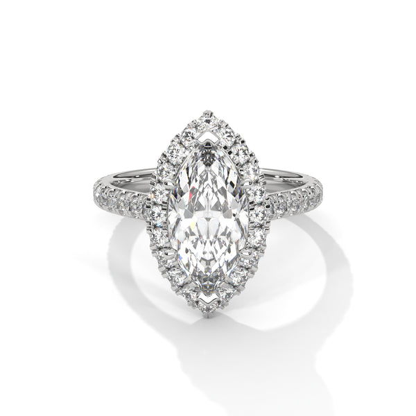2.72 CT Pear & Round Lab-Grown Diamond Halo Engagement Ring