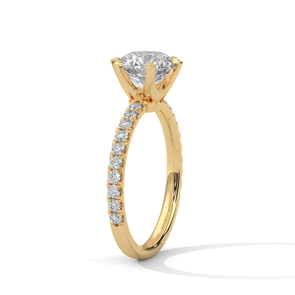 2.24 CT Round Cut Lab-Grown Diamond Solitaire Ring with Pavé Band