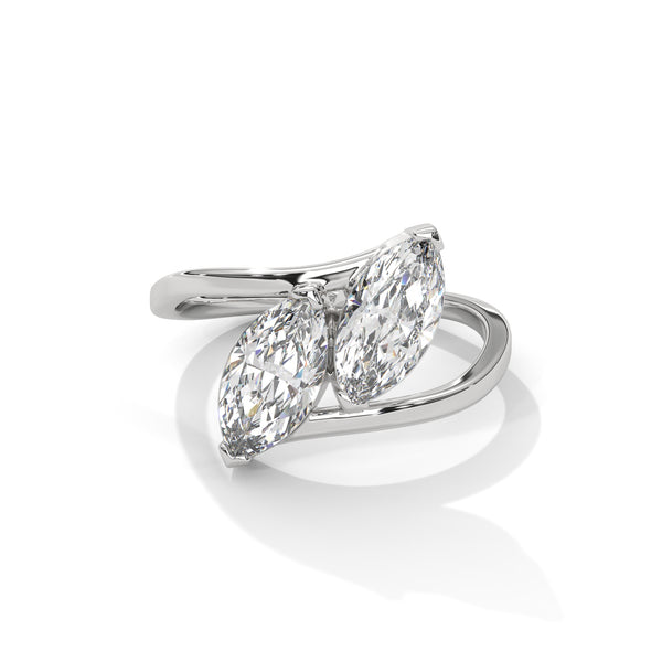 2.00 CT Marquise Lab-Grown Diamond Twin Stone Open Ring