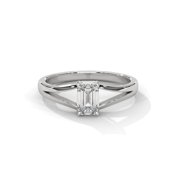 1 CT Emerald Cut Lab-Grown Diamond Minimal Split Shank Ring