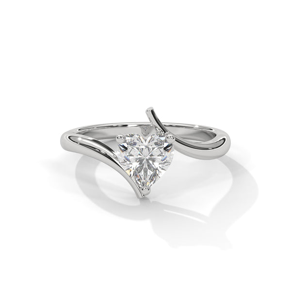 1.00 CT Heart Shape Lab-Grown Diamond Open Twist Solitaire Ring